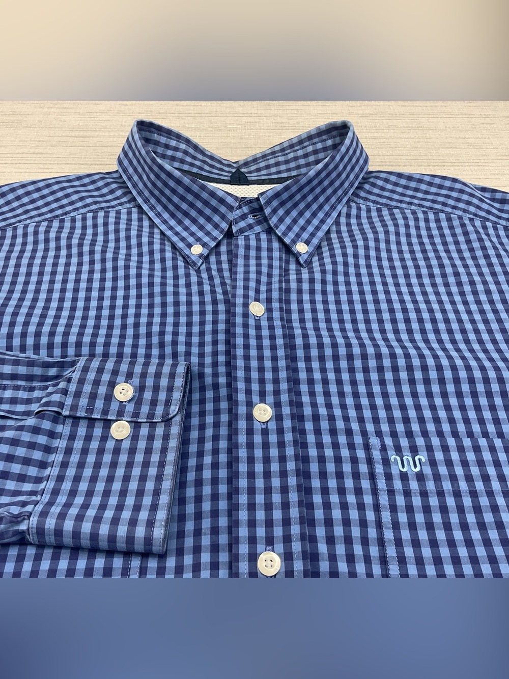 King Ranch Men's 2XL Blue Gingham Button-Down Shirt - Classic Casual